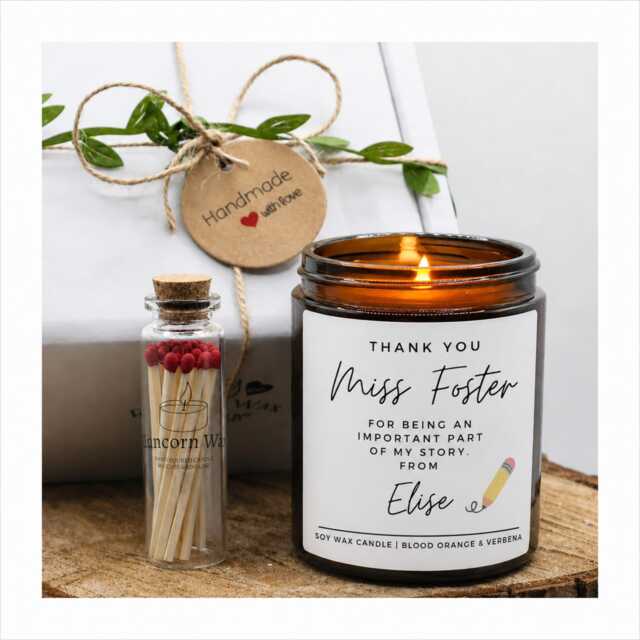 Personalised Teacher Gift Candle, Soy Wax Thank You Present Personalized Appreciation - image 1