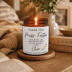 Personalised Teacher Gift Candle, Soy Wax Thank You Present Personalized Appreciation - thumbnail 3