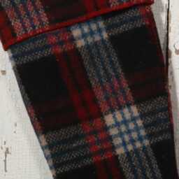 Vintage Red & Black Plaid Wool Blanket Christmas Stocking - thumbnail 2