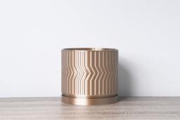 "Sedona Planter With Drainage & Saucer in Champagne Bronze, Unique 3D-Printed Plant Pot, Small To Large Sizes 4"" 5"" 6"" 7"" 8" - thumbnail 1