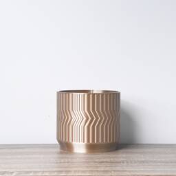 "Sedona Planter With Drainage & Saucer in Champagne Bronze, Unique 3D-Printed Plant Pot, Small To Large Sizes 4"" 5"" 6"" 7"" 8" - thumbnail 2