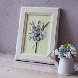 Wall Hangingembroidered Flowers Pictures, Wall Art For Living Roomflowers Embroidery Artwork - thumbnail 4