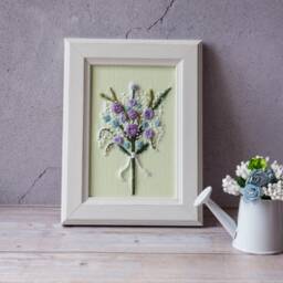 Wall Hangingembroidered Flowers Pictures, Wall Art For Living Roomflowers Embroidery Artwork - thumbnail 2