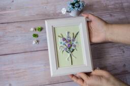 Wall Hangingembroidered Flowers Pictures, Wall Art For Living Roomflowers Embroidery Artwork - thumbnail 1