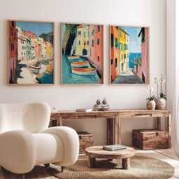 Set Of 3 Cinque Terre Posters, Italy Prints, Painted Coastal Wall Art, Mediterranean Travel Poster, Colourful Landscape Gift - thumbnail 2