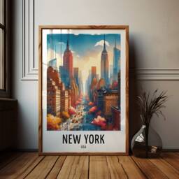 New York Travel Print - Watercolour Poster Design - Wall Artwork Usa Gifts Home Decor Art Gift Nyc City Painting Picture - thumbnail 2