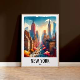 New York Travel Print - Watercolour Poster Design - Wall Artwork Usa Gifts Home Decor Art Gift Nyc City Painting Picture - thumbnail 3
