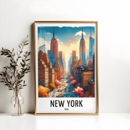 New York Travel Print - Watercolour Poster Design - Wall Artwork Usa Gifts Home Decor Art Gift Nyc City Painting Picture - thumbnail 1