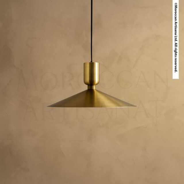 Handmade Brass Cone Pendant Light Japandi Kitchen Lighting - image 1