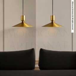 Handmade Brass Cone Pendant Light Japandi Kitchen Lighting - thumbnail 4