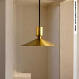 Handmade Brass Cone Pendant Light Japandi Kitchen Lighting - thumbnail 2