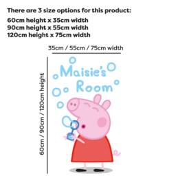 Peppa Pig Wall Sticker - Blowing Bubbles Personalised Name Decal Kids Art - thumbnail 3