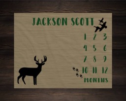 Hunting Baby Milestone Blanket Month Growth Tracker Fleece Shower Newborn Gift Minky Boy Rustic Nursery