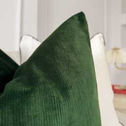 Corduroy Velvet Dark Green Cushion Cover Decorative Throw Pillow Lumbar Body - All Sizes - thumbnail 3