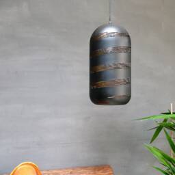 Black Iron Barrel Pendant Light Modern Farmhouse Lighting - Free Led Bulb - thumbnail 3