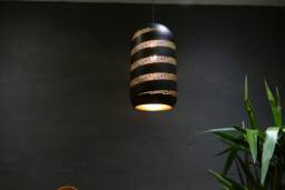 Black Iron Barrel Pendant Light Modern Farmhouse Lighting - Free Led Bulb - thumbnail 1