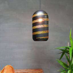 Black Iron Barrel Pendant Light Modern Farmhouse Lighting - Free Led Bulb - thumbnail 2