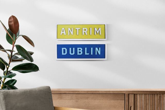 Ireland County Signs Hand Painted Plaques Irish Counties 32 Colours Traditional Wooden Rustic Wood Pyrography Gaelic Made in Ireland Decor - image 1