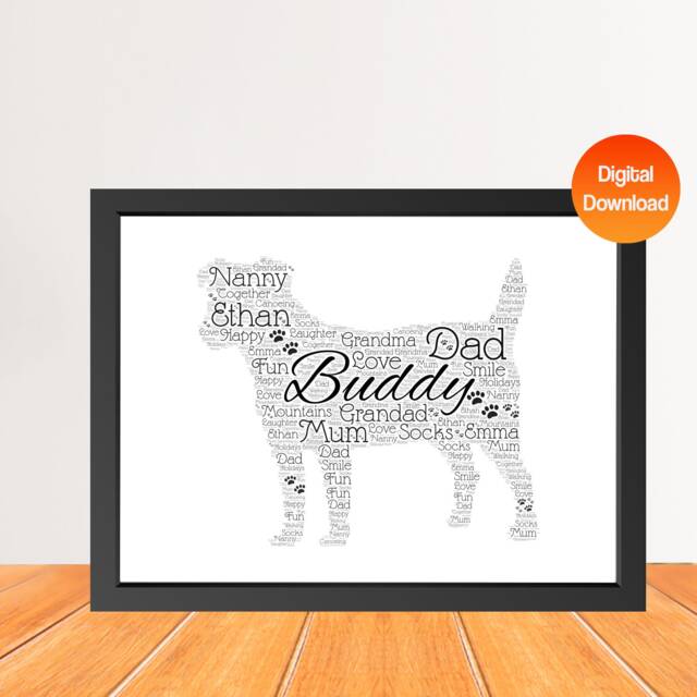 Custom Jack Russell Word Art Print, Unique Dog Cloud Picture, Personalized Gift For Friends - image 1
