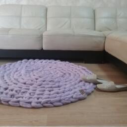 Super Chunky Rug. Giant Throw. Thick Carpet. Bulky Merino Wool. Extreme Crochet Circular Rug By Woolwow Choose From 70 Colors - thumbnail 3