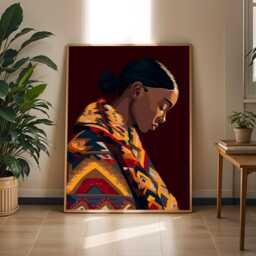Geometric Woman Portrait Print - Modern Afrocentric Wall Art - Poster Only - thumbnail 1