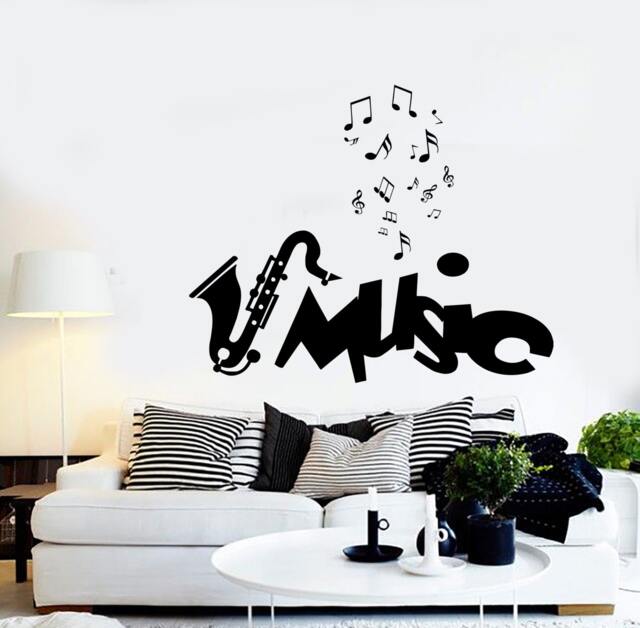 Wall Vinyl Music Notes Jazz Guaranteed Quality Decal Mural Art 1545Dz - image 1
