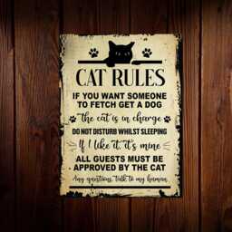 Funny Cat Sign - Weatherproof Metal Plaque Wall Art Kitchen Home Decor Gift Pet Lovers - thumbnail 1