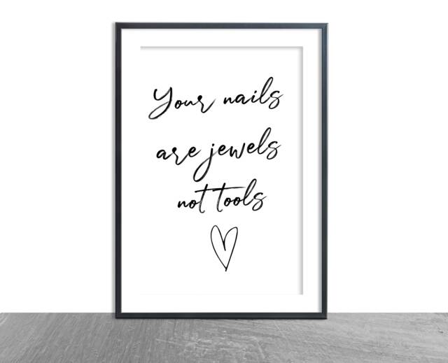 Your Nails Are Jewels Not Tools - Nail Bar Print Marble Background Simple Typography Home Beauty Quote - image 1