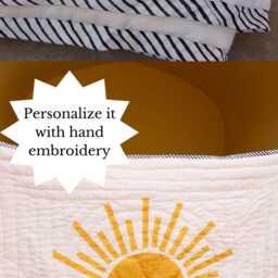 Handmade Baby Quilt Personalized Cotton Crib Blanket, Hand-Block Printed - thumbnail 2
