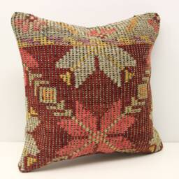 Vintage Kilim Pillow Cover, 18x18, Oriental Chevron Design - thumbnail 2