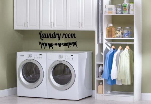 Laundry Room Decal, Laundry Vinyl Sticker, Clothesline Decal Room D??cor, Home Wall Art - image 1