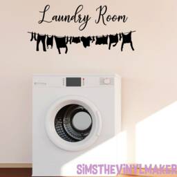 Laundry Room Decal, Laundry Vinyl Sticker, Clothesline Decal Room D??cor, Home Wall Art - thumbnail 2