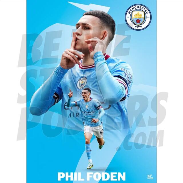 Manchester City Fc Foden 22/23 Action Poster - Officially Licensed Product A4/A3 A2 + Framed Option - image 1