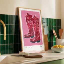Cowboy Boots Painting Art Print/Shania Twain Inspired Western Pink Country Music Cowgirl - thumbnail 3
