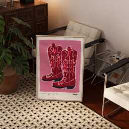 Cowboy Boots Painting Art Print/Shania Twain Inspired Western Pink Country Music Cowgirl - thumbnail 2