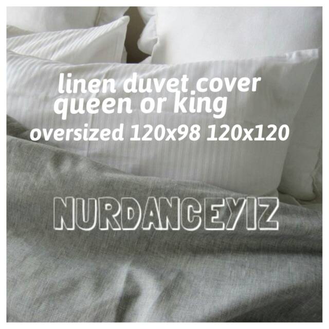 Oversized Gray Linen Duvet Cover, Palatial King/Queen, Shabby Chic Bedding - image 1