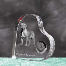 French Mastiff - Crystal Clock in The Shape Of A Heart With Image Pure-Bred Dog - thumbnail 2