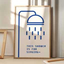 This Shower Is For Singing Art Canvas Poster, Cartoon Wall Art, Bathroom Aesthetic Decor, Retro Home Printed Gift - thumbnail 1