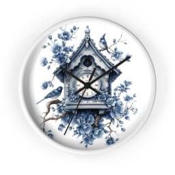 Wall Clock, Cuckoo Delft Blue, Art, Cuckoo, Dutch Design, Bird, Birds, Home Decor, Blue, Blue Amsterdam, For Her