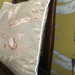 Lewis & Woods Squawk Botanical Print 45cm Luxury Square Feather Filled Cushion With Piping...ready Made - thumbnail 3
