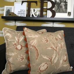 Lewis & Woods Squawk Botanical Print 45cm Luxury Square Feather Filled Cushion With Piping...ready Made - thumbnail 4