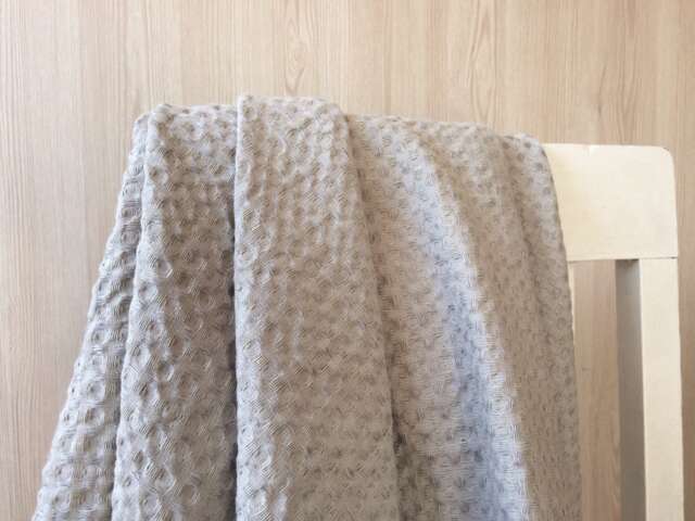 Silver Gray Waffle Bath Towel Linen Cotton Blend, Soft Spa Towel - image 1