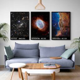 James Webb Telescope Nebula Print Set - Deep Field, Carina, Southern Ring - thumbnail 1