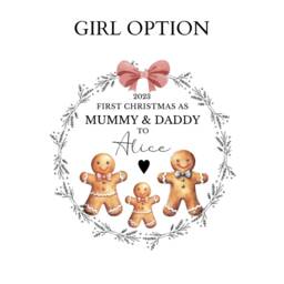 2025 Personalised First Christmas As Mummy & Daddy, Girl Boy Option, Acrylic Tree Decoration With Gift Bag - thumbnail 2