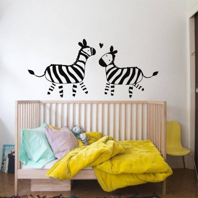 Zebras Playing Vinyl Wall Art, Decal, Sticker, Transfer, Mural, Removable, Decor, Rent Friendly, Interior, Exterior, Full - 0644 - image 1