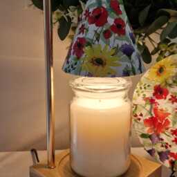 Beautiful Decoupaged Electric Vibrant Floral Candle Warmer Lamp. Table Lamp.matching Picture Plate Available.flameless.hand Decorated - thumbnail 3