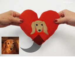 Dog Portrait Decorative Heart Pillow Personalized With Your Pet Patch - thumbnail 1
