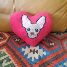 Dog Portrait Decorative Heart Pillow Personalized With Your Pet Patch - thumbnail 3