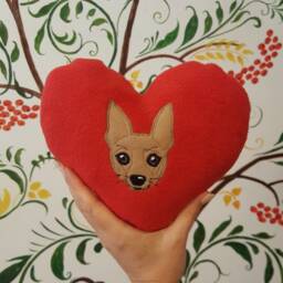 Dog Portrait Decorative Heart Pillow Personalized With Your Pet Patch - thumbnail 2