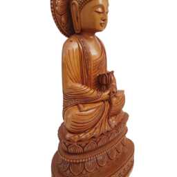 Hand Carved Wooden Buddha Statue, God Of Enlightenment, 17 Inch - thumbnail 3